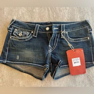 True Religion Jean Shorts with Chrystal buttons